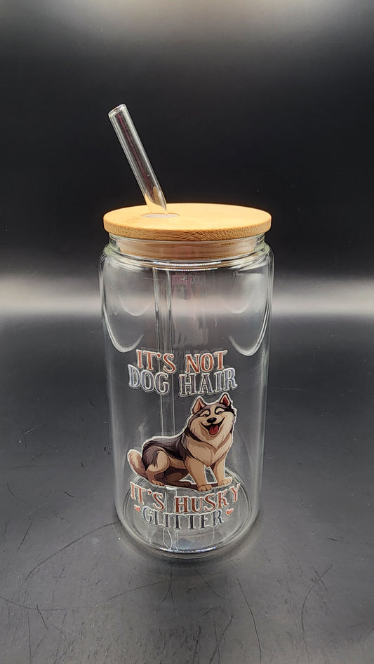 16oz Siberian Husky glass cup