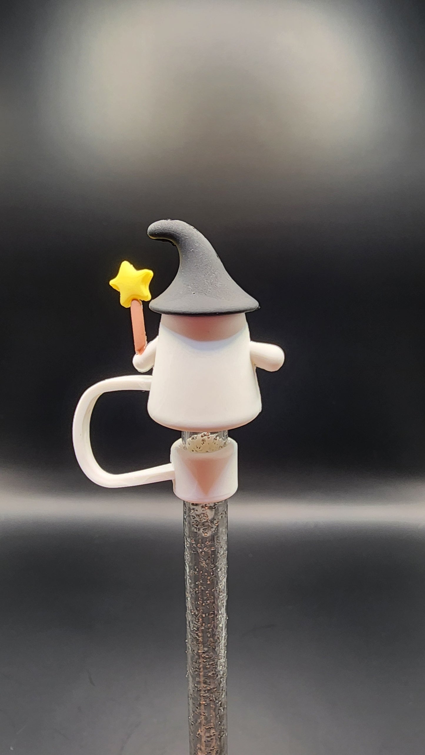 Ghost with black hat and wand 3D straw topper (Copy) (Copy) (Copy) (Copy) (Copy)