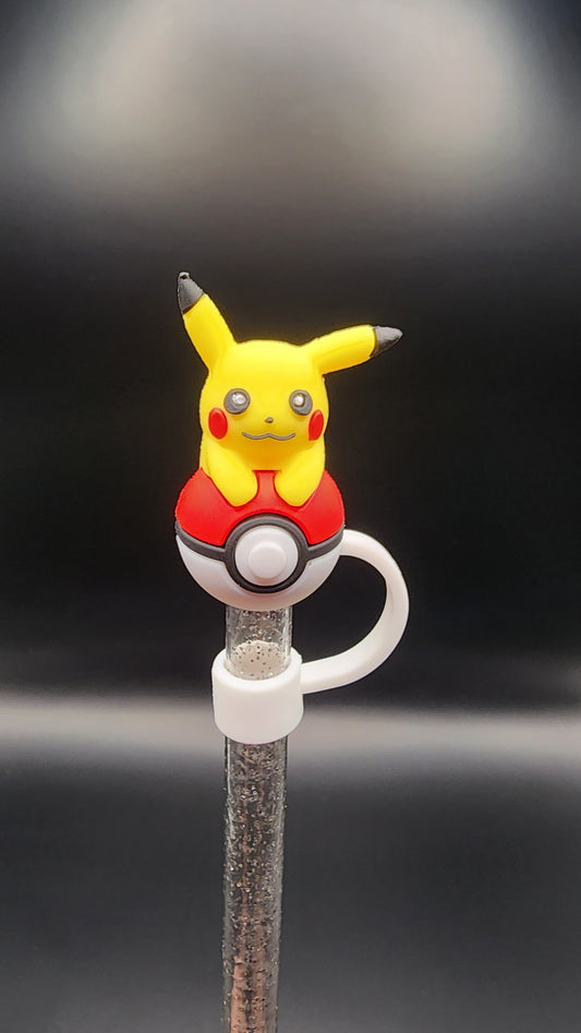 ⚡ Pokémon Pikachu Sitting on a Poké Ball 3D Straw Topper – 10mm Stanley Cup Compatible