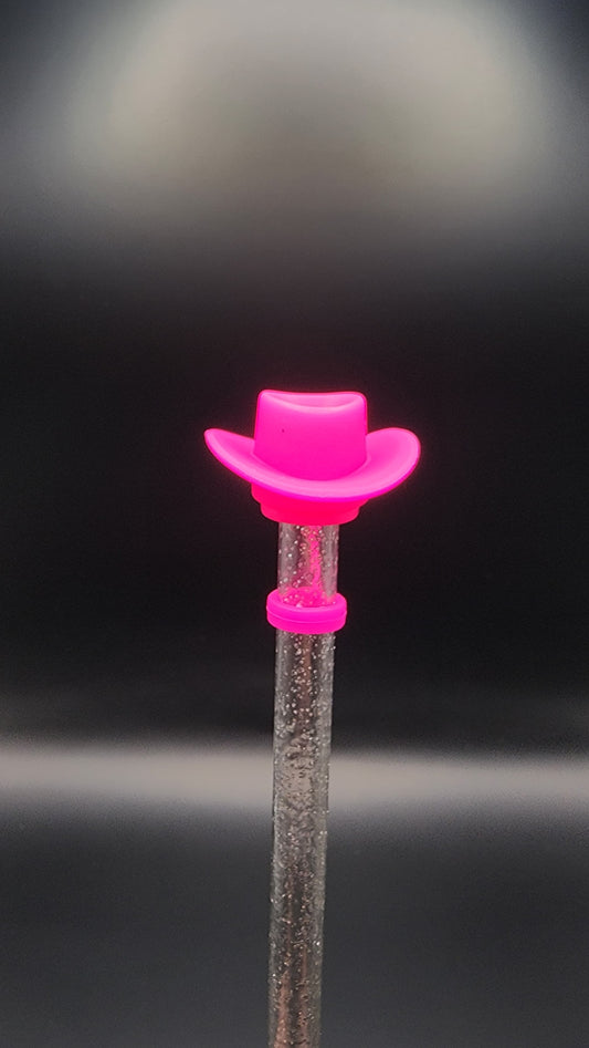 🤠 Hot Pink Cowboy Hat 3D Straw Topper – 10mm Stanley Cup Compatible