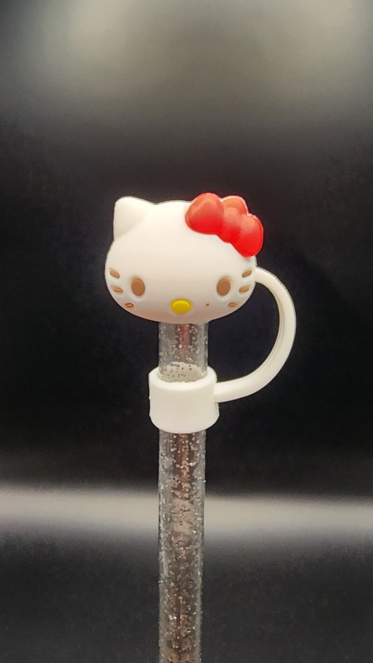 🐱 Hello Kitty 3D Printed Straw Topper with red Bow