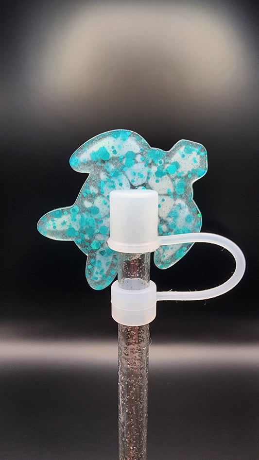 🐢 Multicolored Turtle Flat Straw Topper