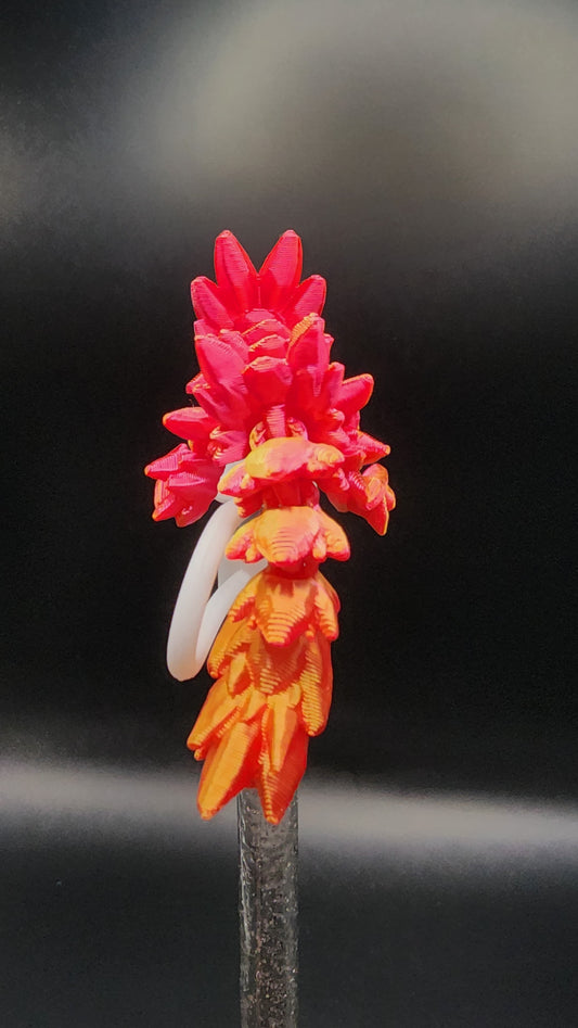 🪄 Dragon 3D Printed Straw Topper – Orange & Red