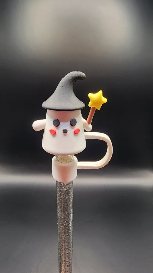 Ghost with black hat and wand 3D straw topper (Copy) (Copy) (Copy) (Copy) (Copy)