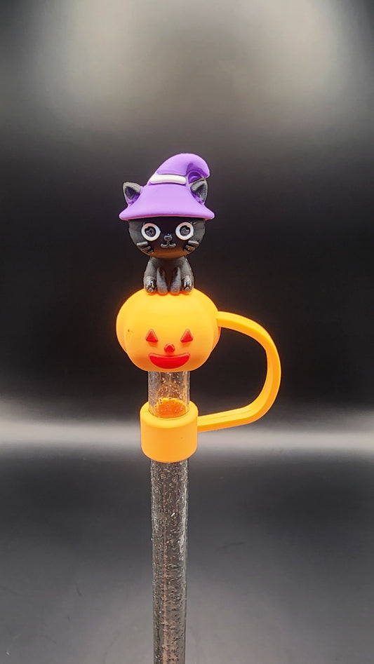 Jack-O-Lantern black cat 3D straw topper (Copy) (Copy)