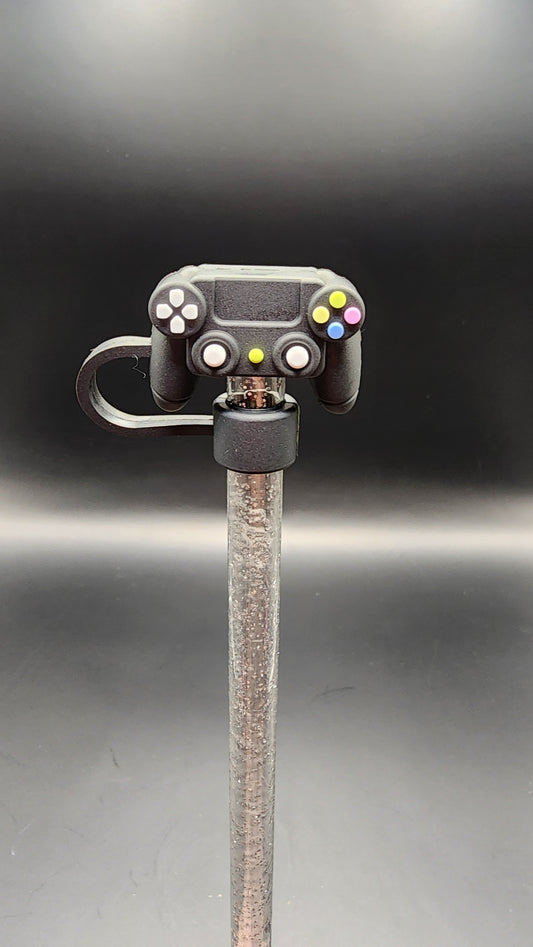 Game controller, black 3D straw topper